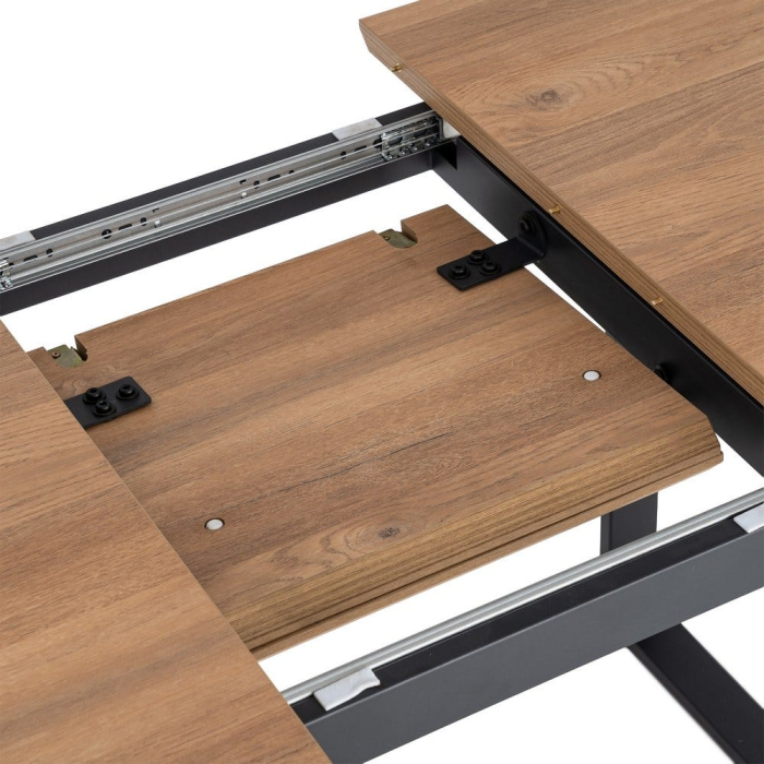 Masă extensibilă din mdf maro cu structura metalica neagra 120x80x76 cm [5]
