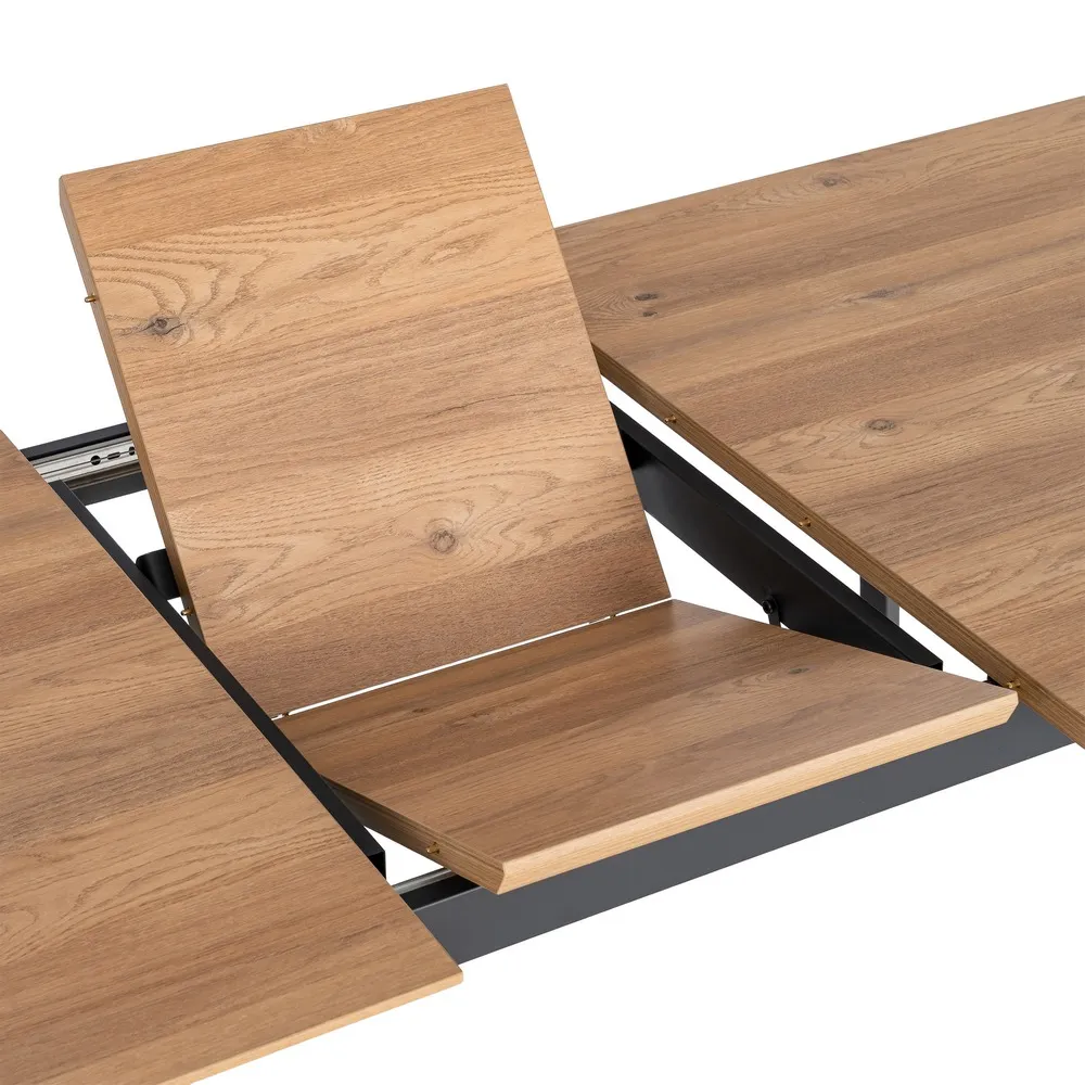 Masă extensibilă din mdf maro cu structura metalica neagra 160x90x76 cm [5]