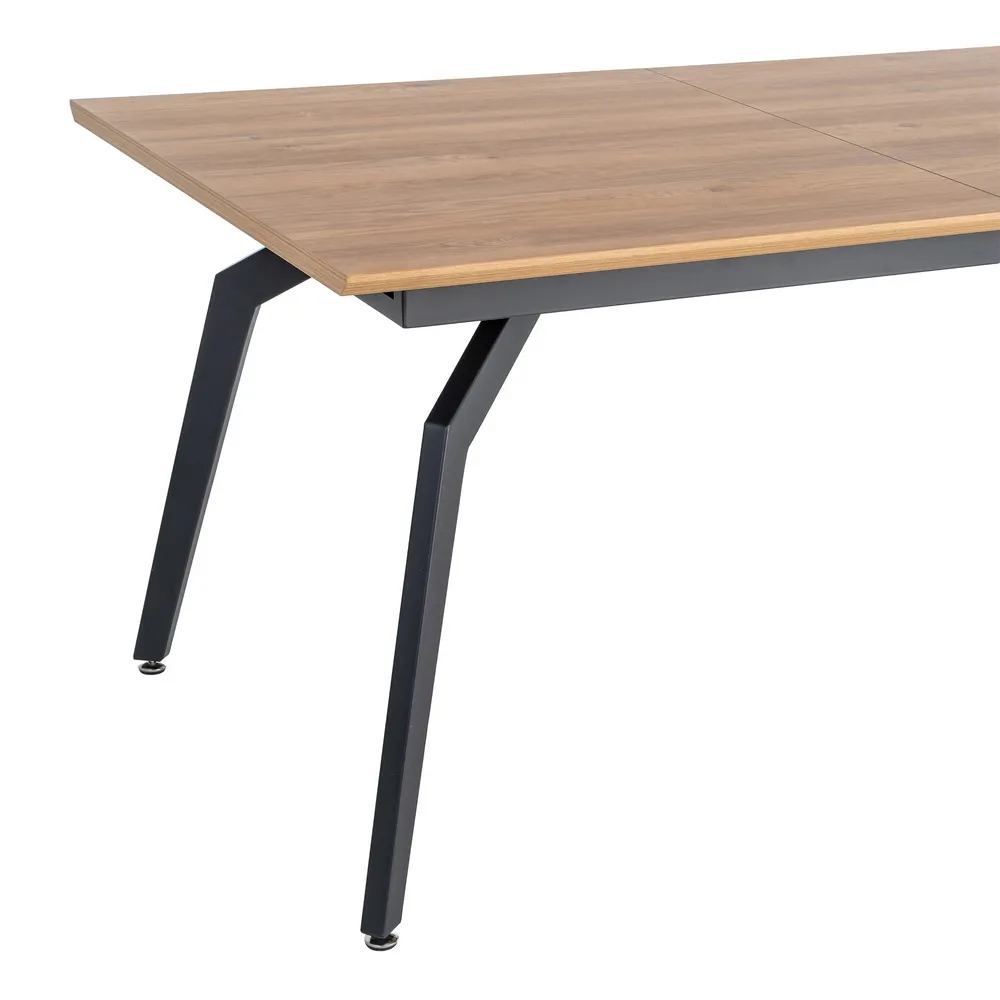 Masă extensibilă din mdf maro cu structura metalica neagra 160x90x76 cm [7]