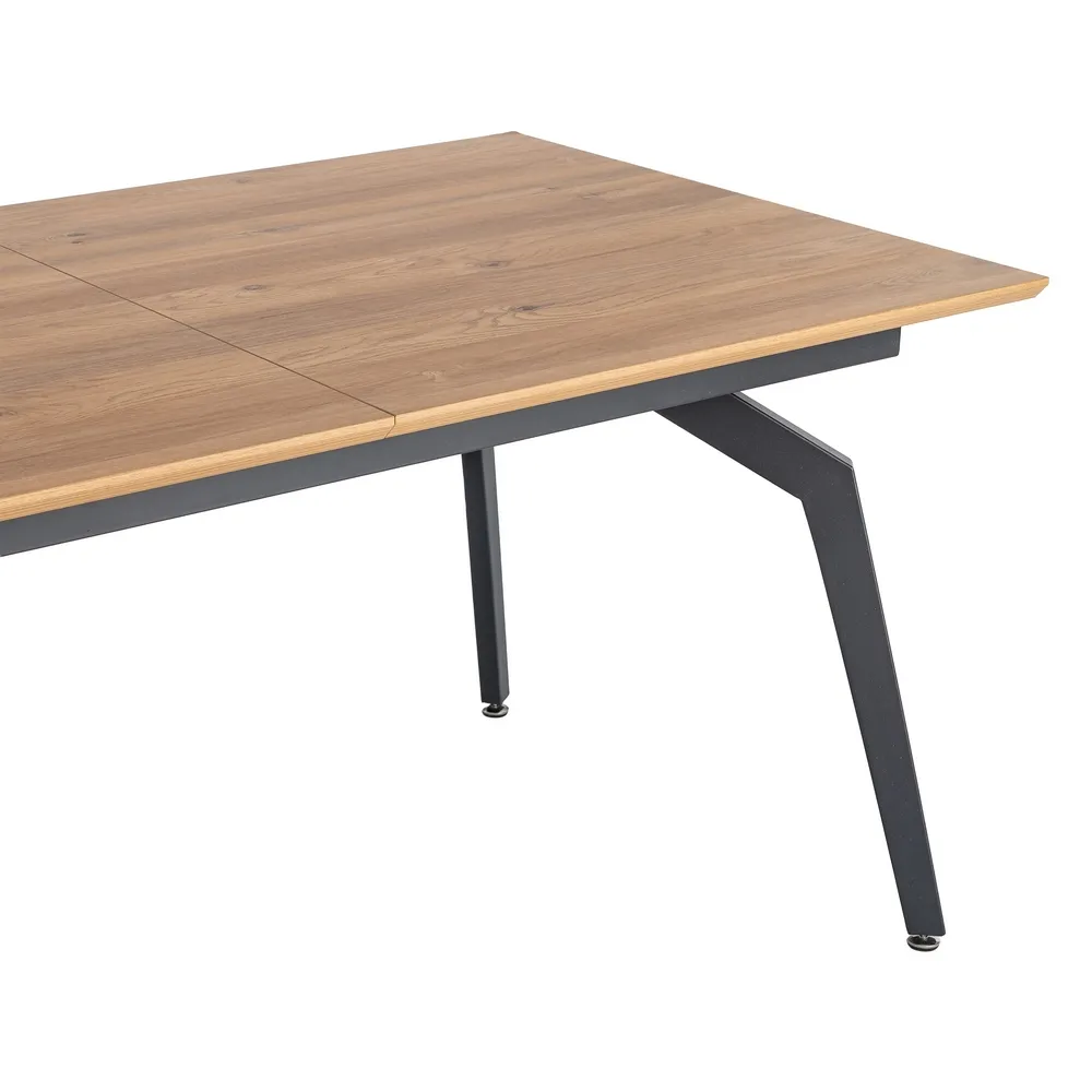 Masă extensibilă din mdf maro cu structura metalica neagra 160x90x76 cm [3]