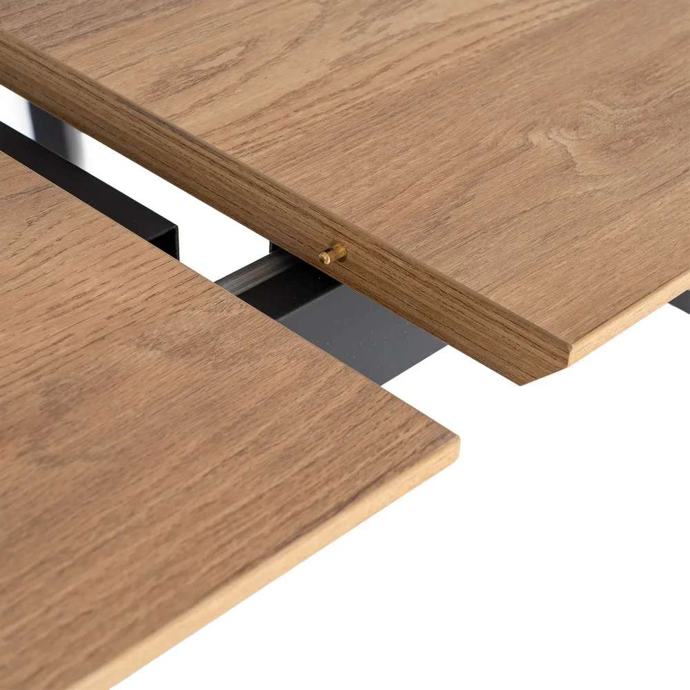 Masă extensibilă din mdf maro cu structura metalica neagra 160x90x76 cm [6]