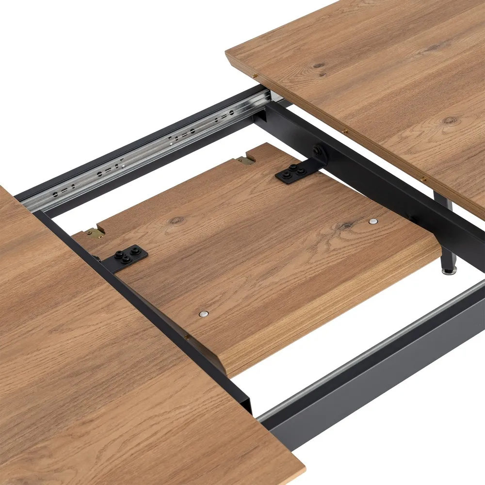 Masă extensibilă din mdf maro cu structura metalica neagra 160x90x76 cm [4]