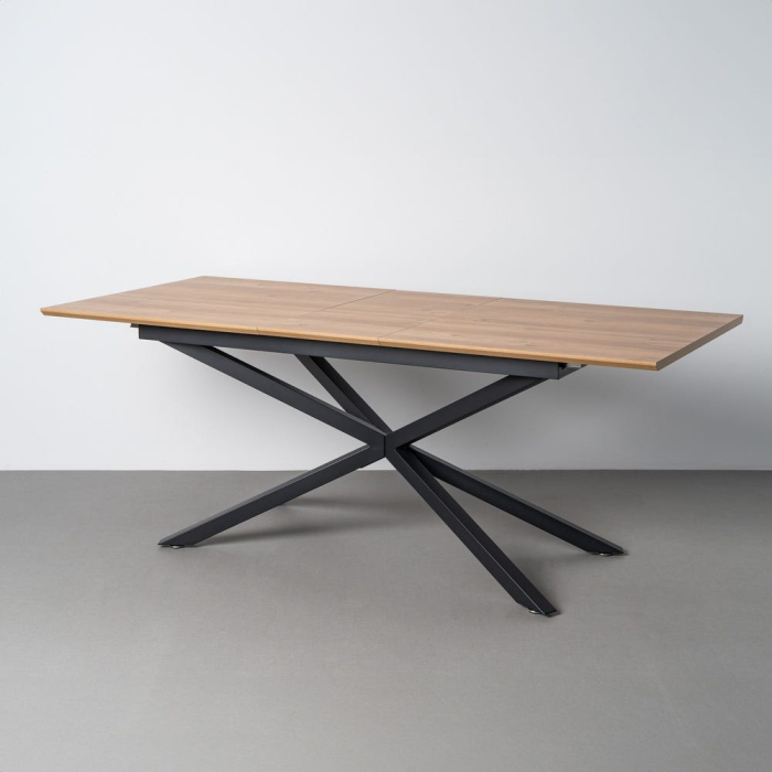 Masă extensibilă din mdf maro cu structura metalica neagra 160x90x76 cm [2]