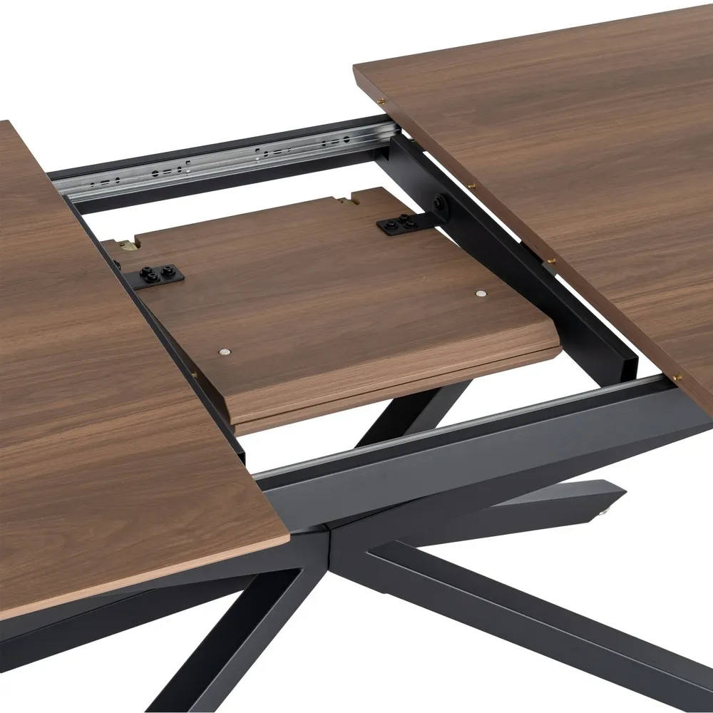 Masă extensibilă din mdf maro cu structura metalica neagra 160x90x76 cm [5]