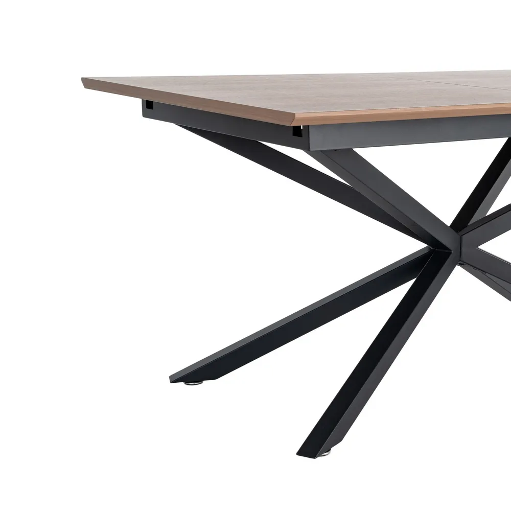 Masă extensibilă din mdf maro cu structura metalica neagra 160x90x76 cm [7]