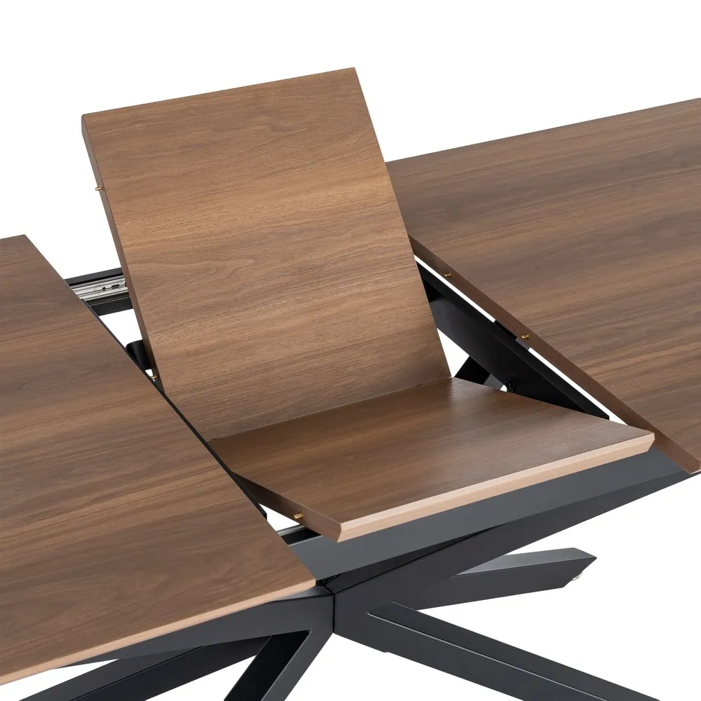 Masă extensibilă din mdf maro cu structura metalica neagra 160x90x76 cm [3]