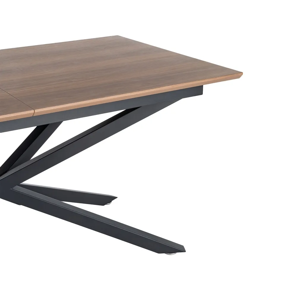 Masă extensibilă din mdf maro cu structura metalica neagra 160x90x76 cm [4]