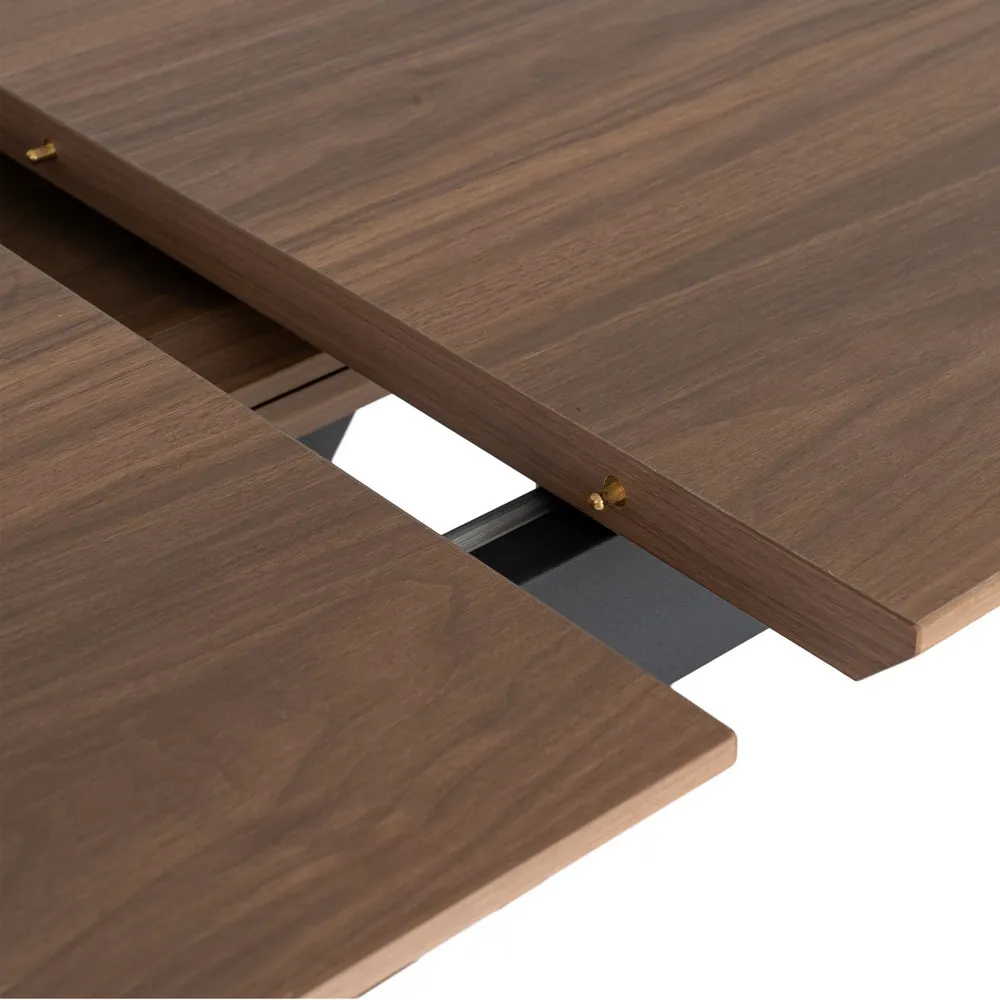 Masă extensibilă din mdf maro cu structura metalica neagra 160x90x76 cm [9]