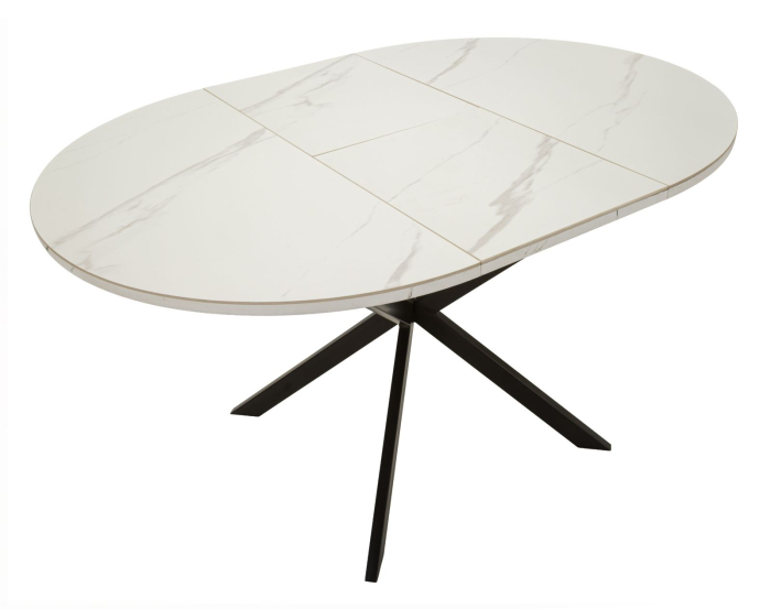 Masă rotundă extensibilă ceramică marmură albă [4]