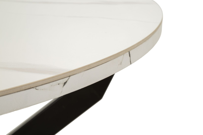 Masă rotundă extensibilă ceramică marmură albă [12]