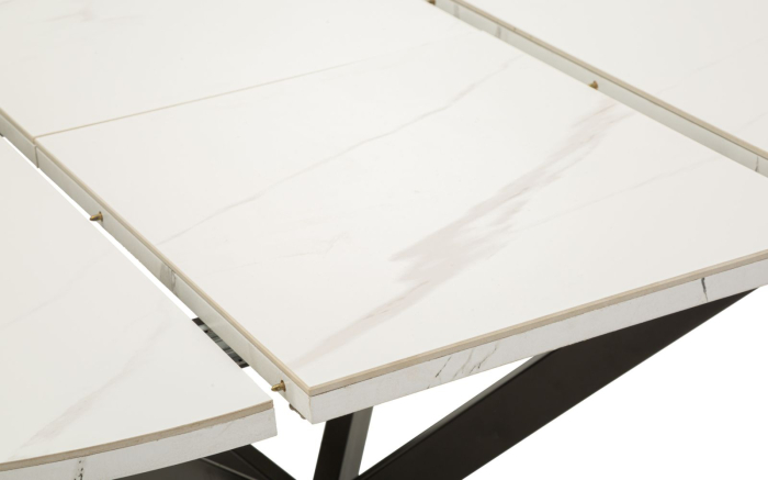 Masă rotundă extensibilă ceramică marmură albă [9]