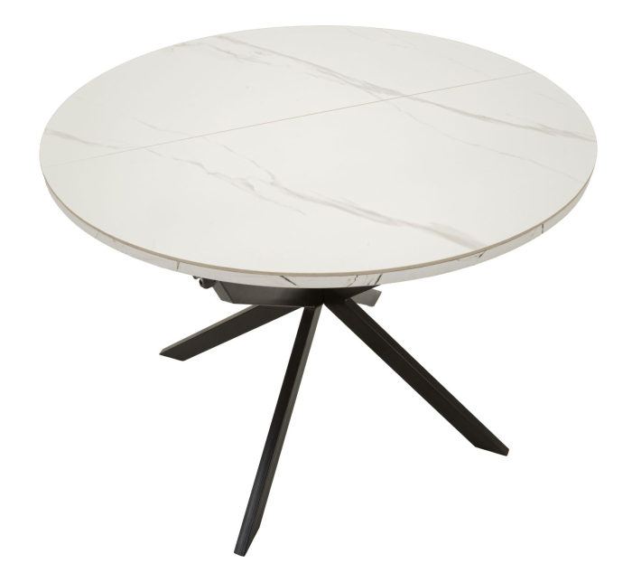 Masă rotundă extensibilă ceramică marmură albă [6]