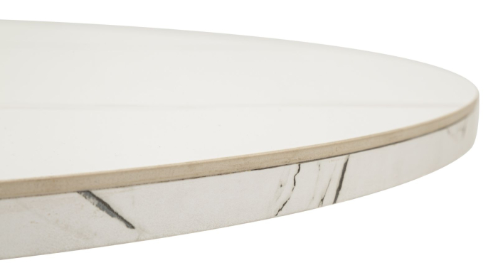 Masă rotundă extensibilă ceramică marmură albă [5]