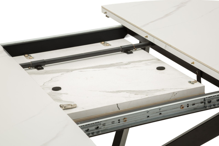 Masă rotundă extensibilă ceramică marmură albă [7]