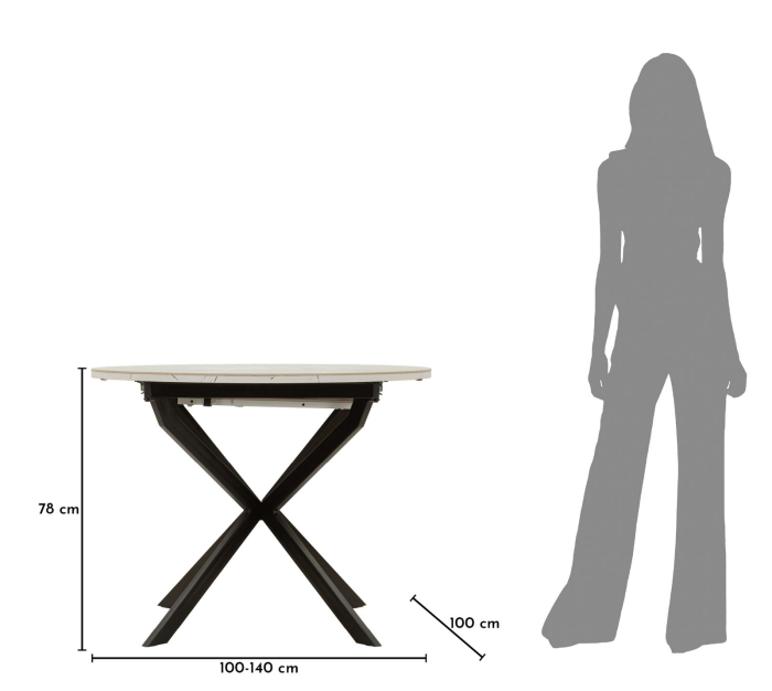 Masă rotundă extensibilă ceramică marmură albă [13]