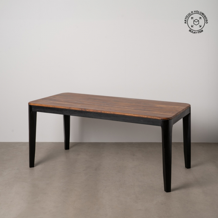 Masa dining maro-negru lemn exotic pentru 6 persoane|Mese din lemn masiv pentru interioare moderne [1]