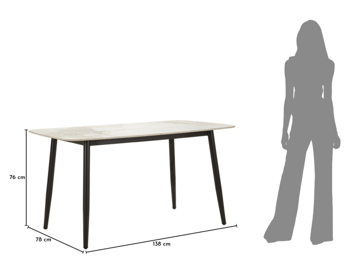 Masă dining ceramică marmură albă și picioare negre [9]