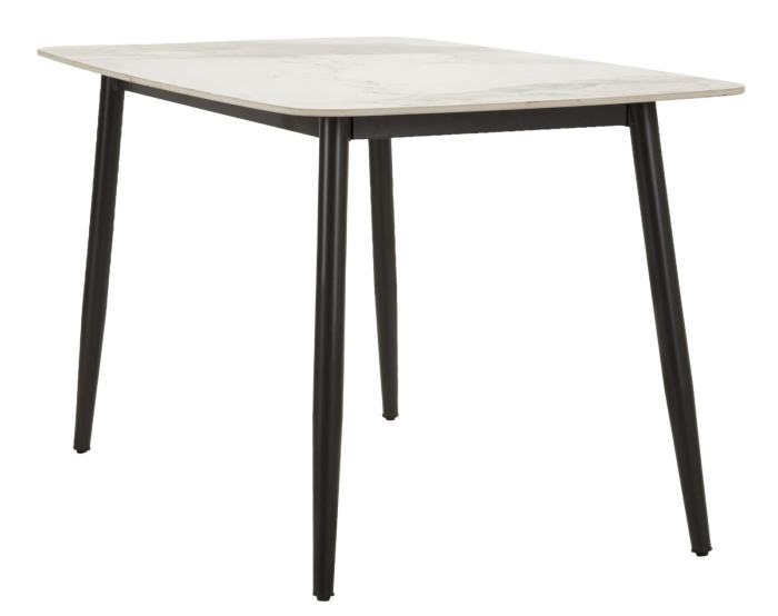 Masă dining ceramică marmură albă și picioare negre [4]