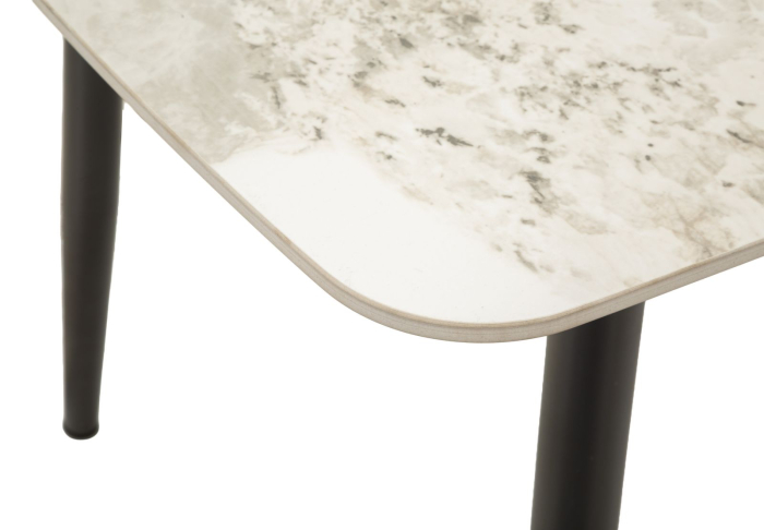 Masă dining ceramică marmură albă și picioare negre [6]