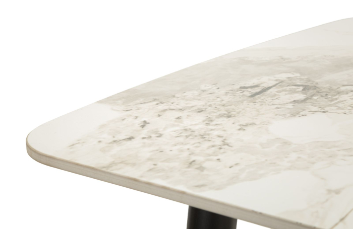 Masă dining ceramică marmură albă și picioare negre [8]