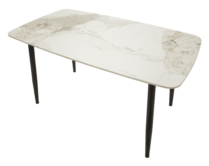 Masă dining ceramică marmură albă și picioare negre [5]