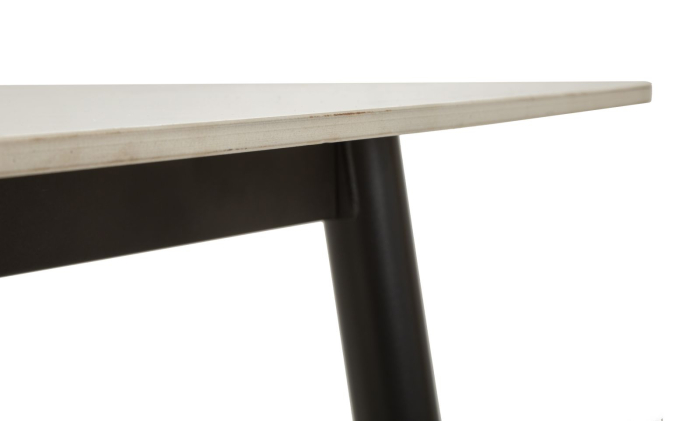 Masă dining ceramică marmură albă și picioare negre [7]