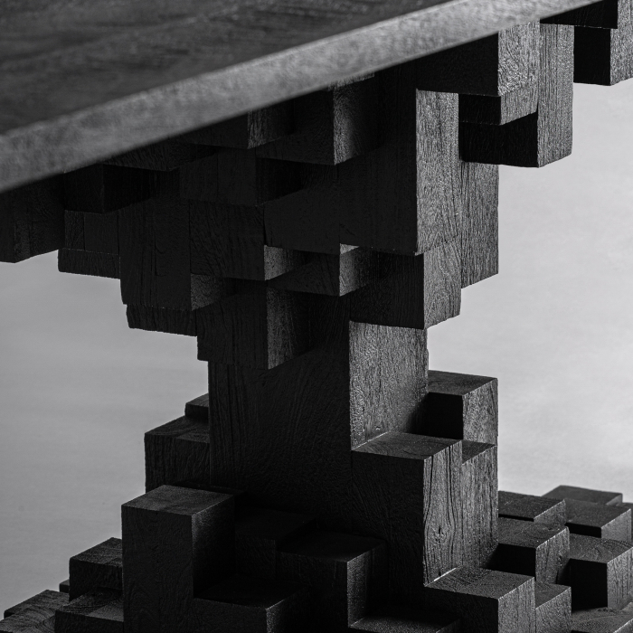 Masa de dining din lemn de mango negru cu picior central PÈTRIA [5]