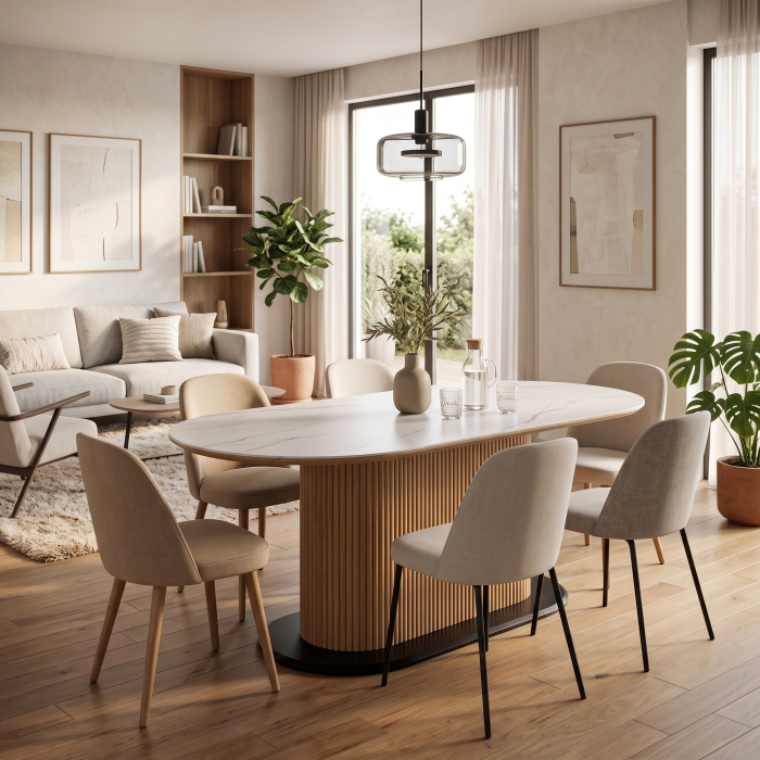 Masa Dining Luxoasa Ceramica Marmura Alba CreativDeco - Design Contemporan [2]