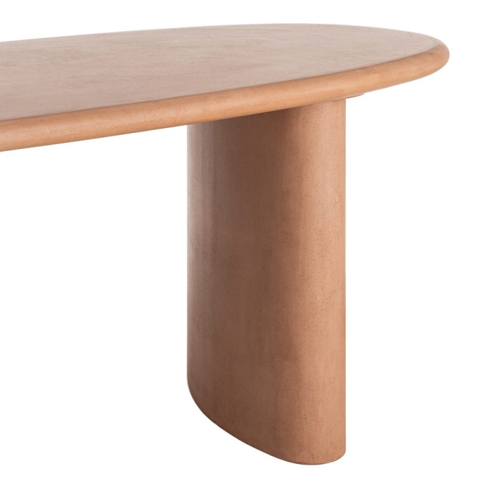 Masă de dining ovală cu finisaj microciment și bază sculpturală [3]