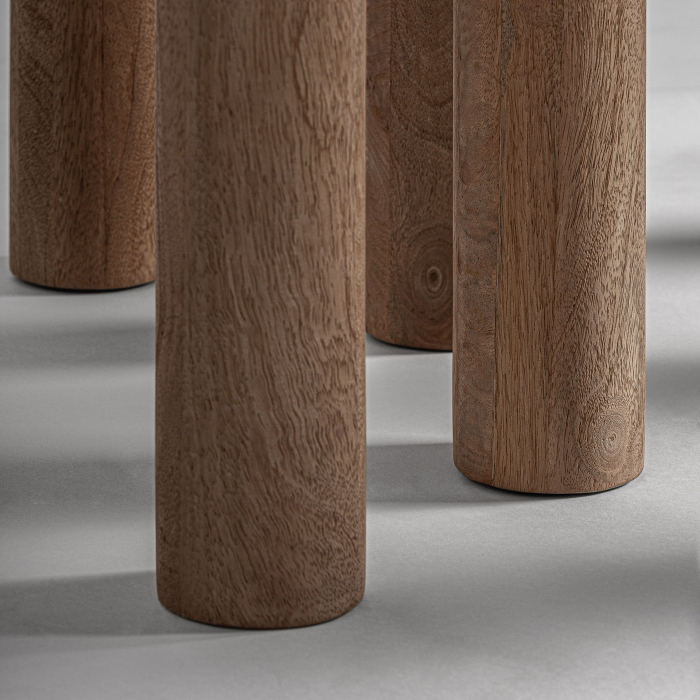 Masă de dining pătrată din lemn de mango și travertin cu design sculptural Jacquard [6]