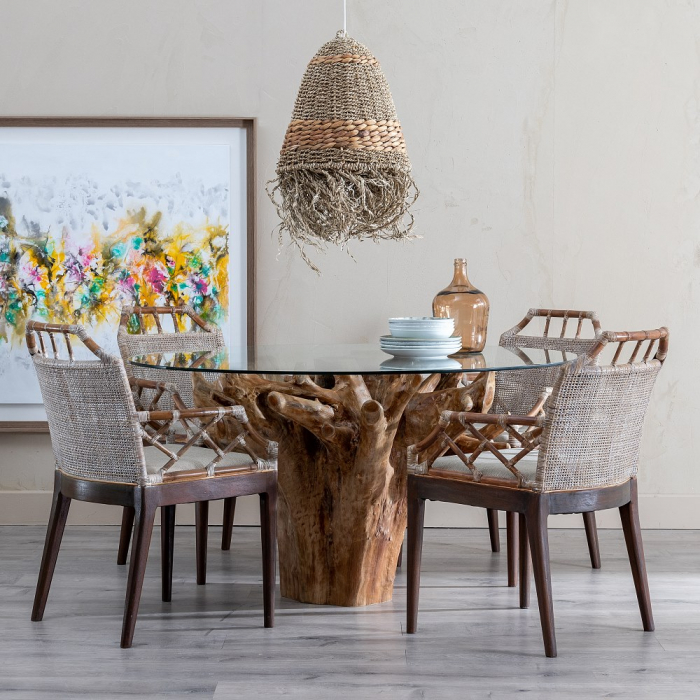 Masa patrata tec sticla dining moderna [2]