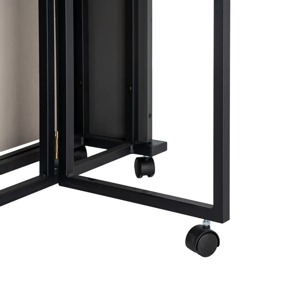 Masă pliabilă din melamina crem cu structura metalica neagra 148x71x74 cm [5]