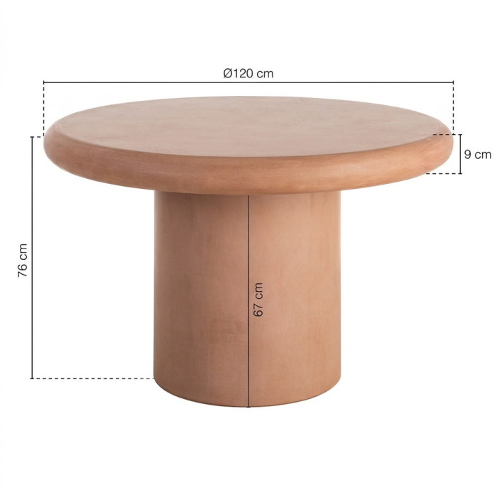 Masă de dining rotundă cu finisaj microciment și bază cilindrică [13]