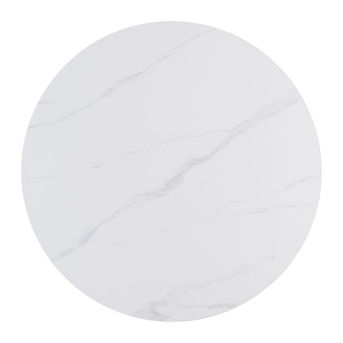 Masă de dining rotundă din ceramică albă și metal alb [9]