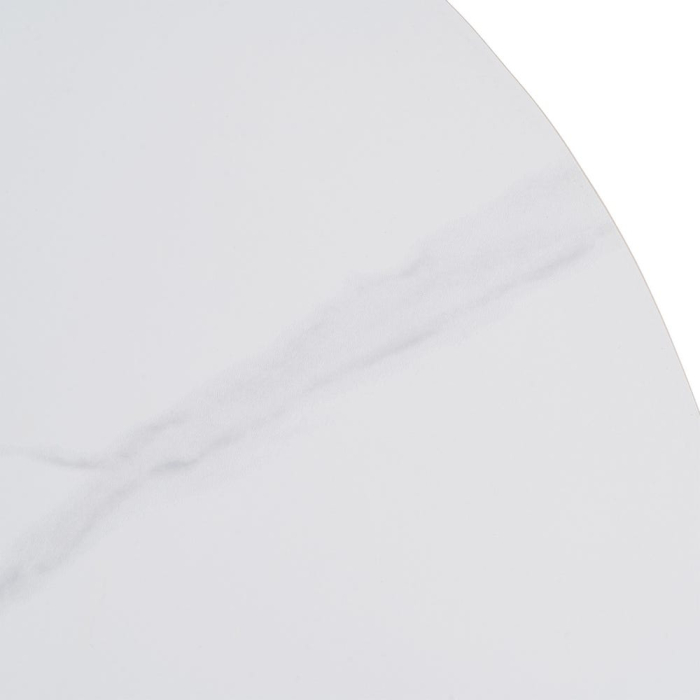 Masă de dining rotundă din ceramică albă și metal alb [5]
