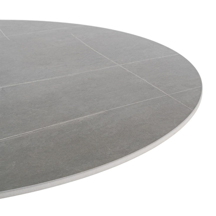 Masă de dining rotundă din ceramică gri și metal alb [4]
