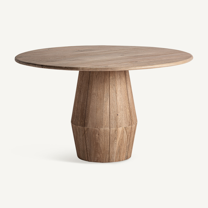 Masă de dining rotundă din lemn de mango cu picior central sculptural Jacquard [2]