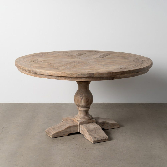 Masă de dining rotundă din lemn de pin reciclat 140 cm, bază centrală [2]