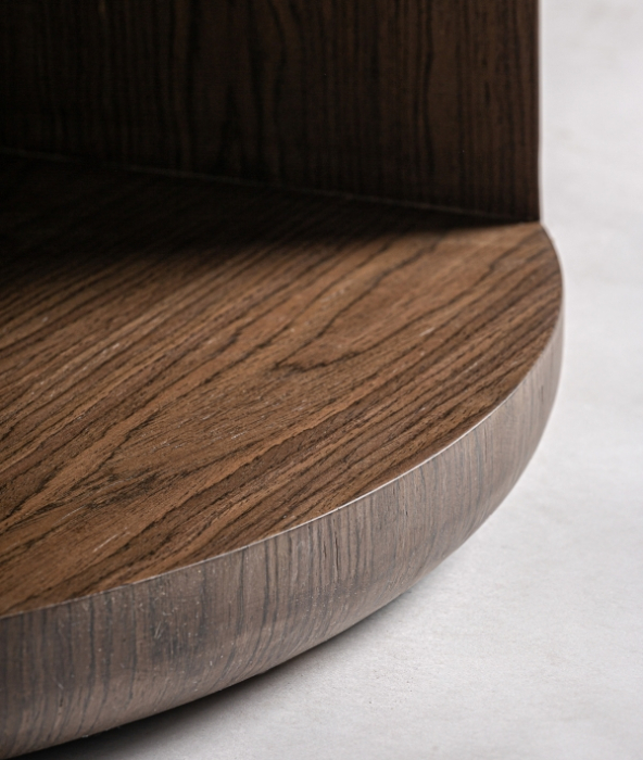 Masă de dining rotundă din lemn maro pentru 4 persoane, design japandi [5]