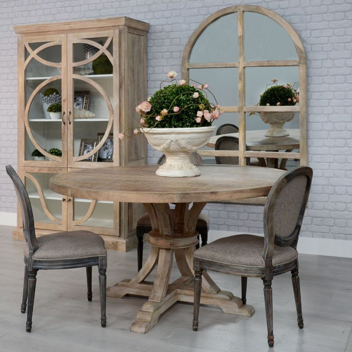 masa rotunda din lemn masiv CreativDeco pentru dining [2]