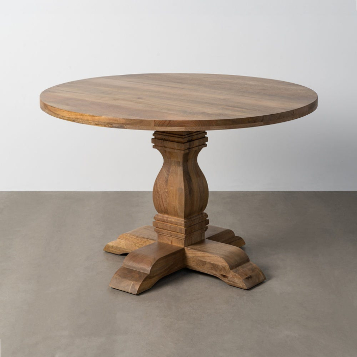 Masă dining rotundă lemn mango rustic elegant [2]