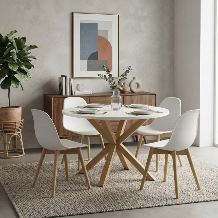 Masa Rotunda Dining CreativDeco - Stil Scandinav pentru Casa [2]