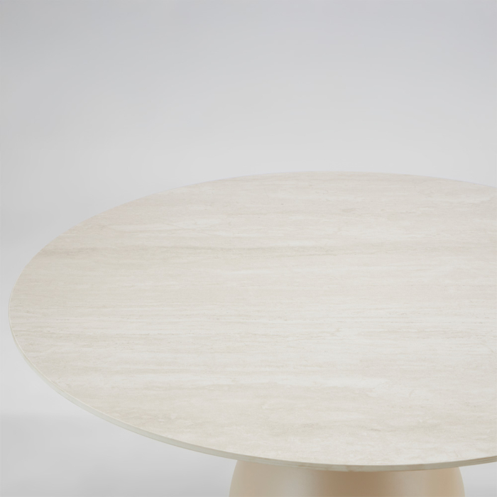 Masă de dining rotundă din ceramica crem [3]