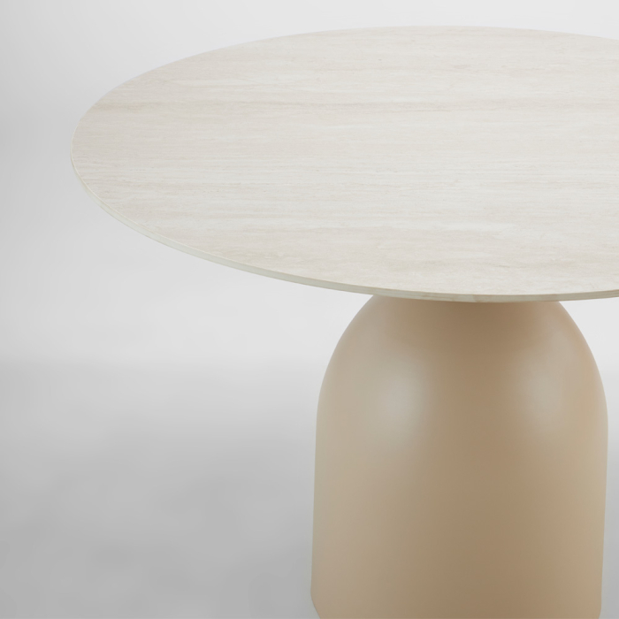 Masă de dining rotundă din ceramica crem [2]