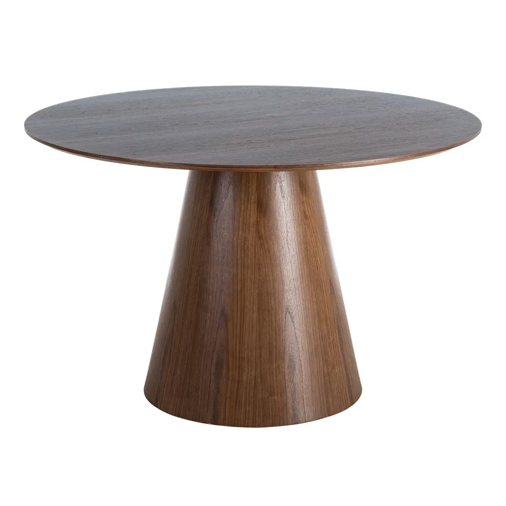 Masă de dining rotundă maro din MDF cu aspect lemn [2]