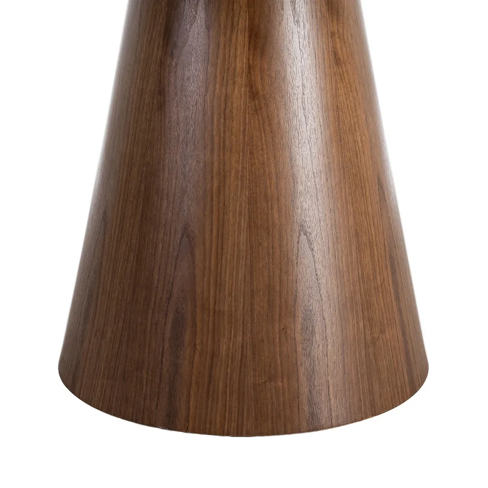 Masă de dining rotundă maro din MDF cu aspect lemn [5]