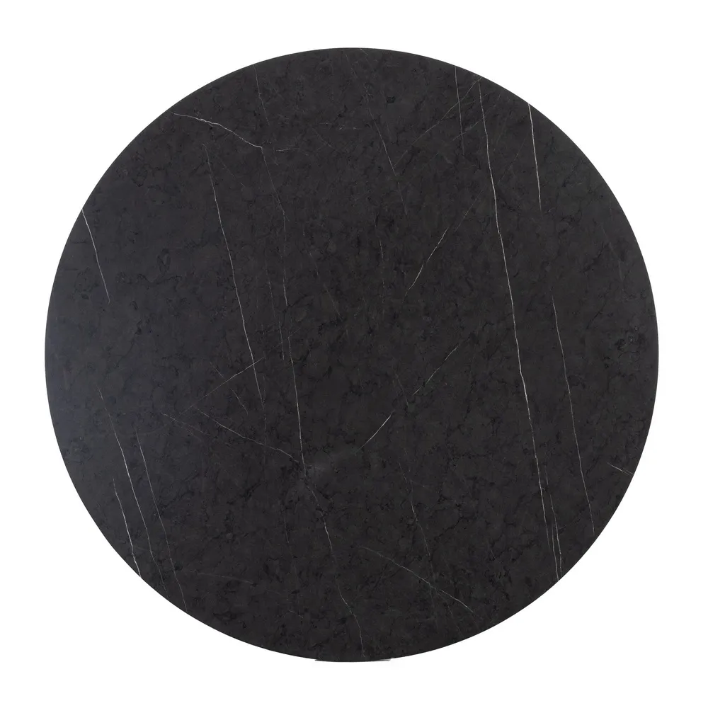 Masă de dining rotundă neagră din MDF și metal [3]