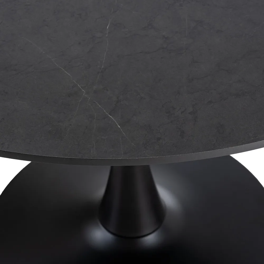 Masă de dining rotundă neagră din MDF și metal [9]