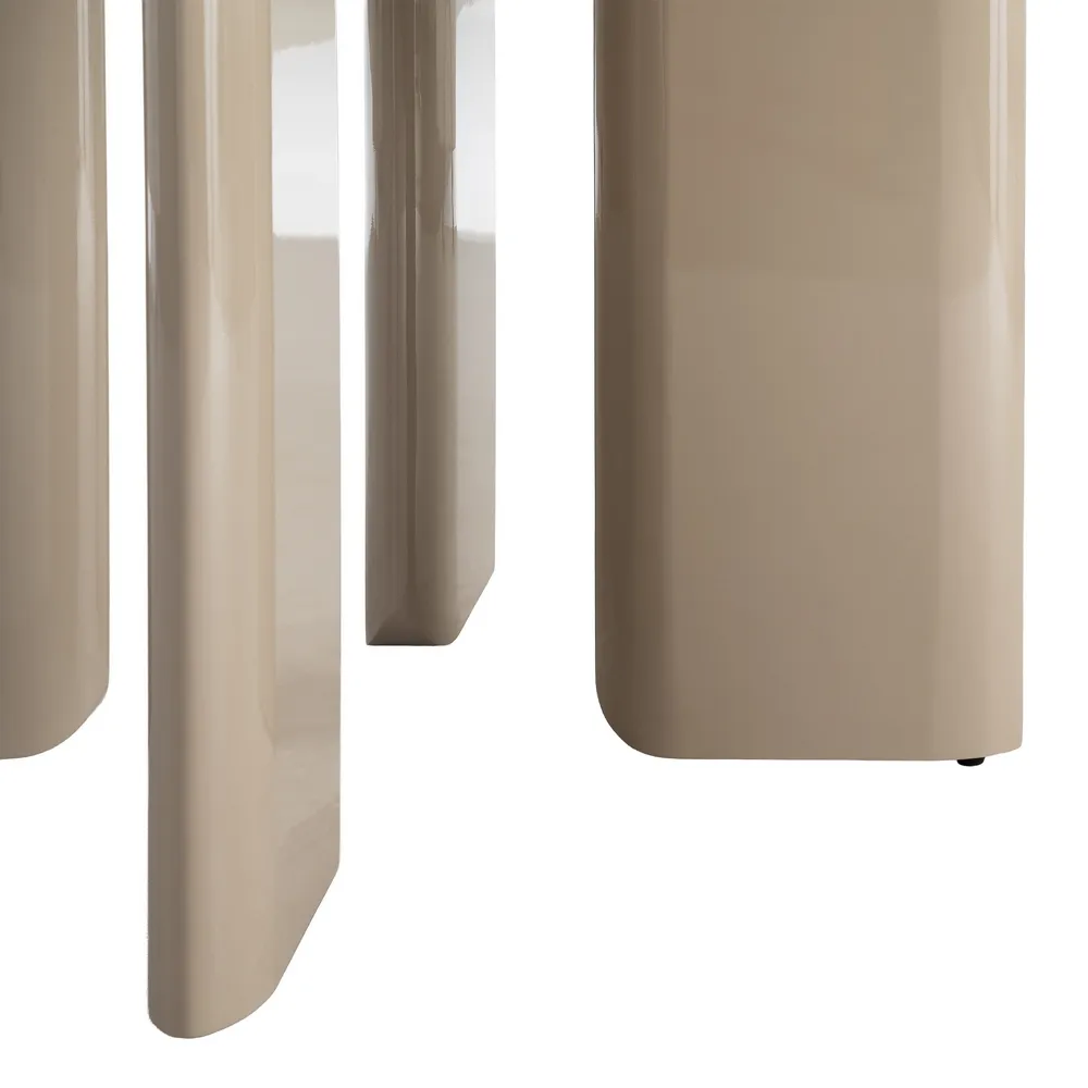 Masă de dining rotundă taupe din MDF cu finisaj lucios [7]