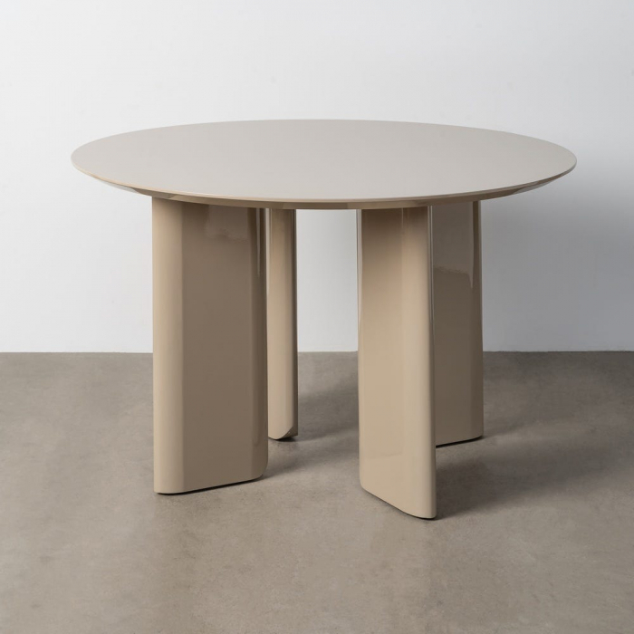 Masă de dining rotundă taupe din MDF cu finisaj lucios [2]